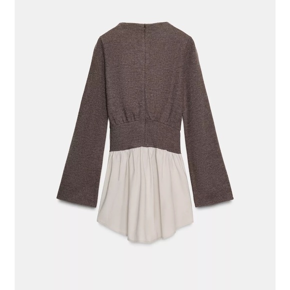 Zara NWT studded two tone brown & white mini dress - Picture 6 of 9